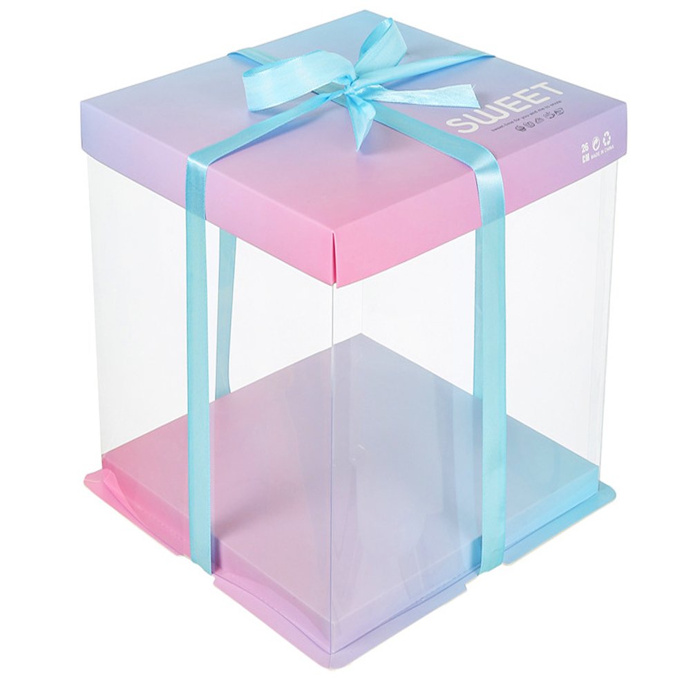 30x30x34 Clear Square Cake Box With Paper Lid - TEM IMPORTS™