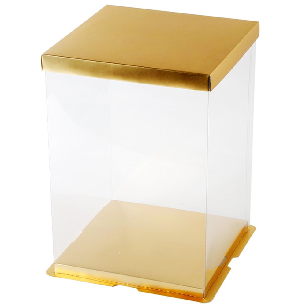 30x30x34 Clear Square Cake Box With Paper Lid - TEM IMPORTS™