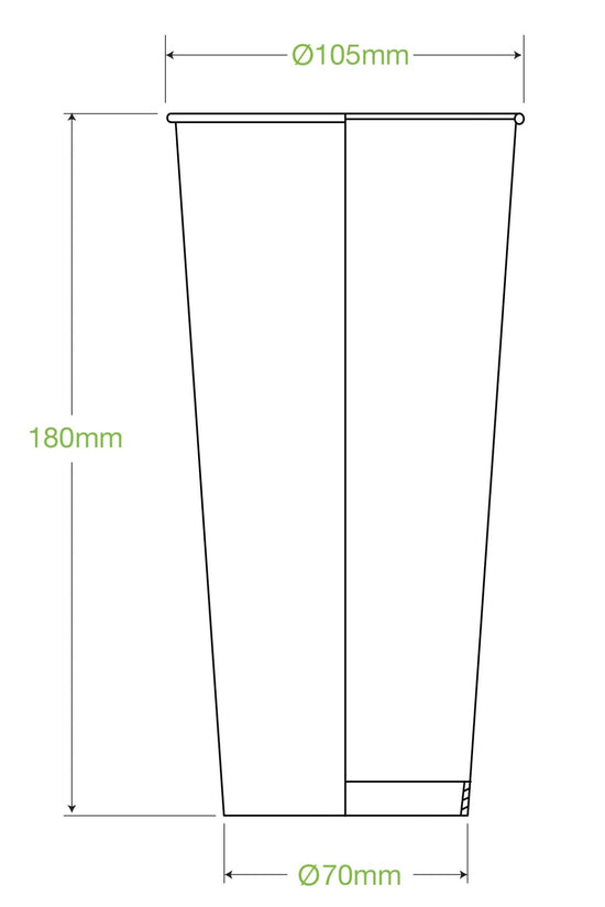 32oz/960mL (105mm) Green Cold Paper BioCup - 500/ctn - TEM IMPORTS™