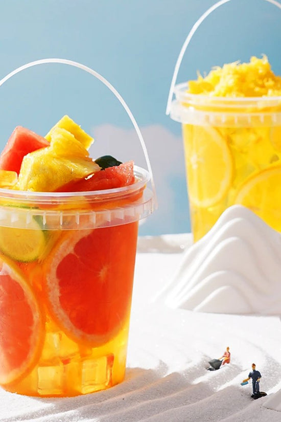 34oz/1000mL Clear Fruit/Milk Tea Tamper Proof Bucket Cups - TEM IMPORTS™