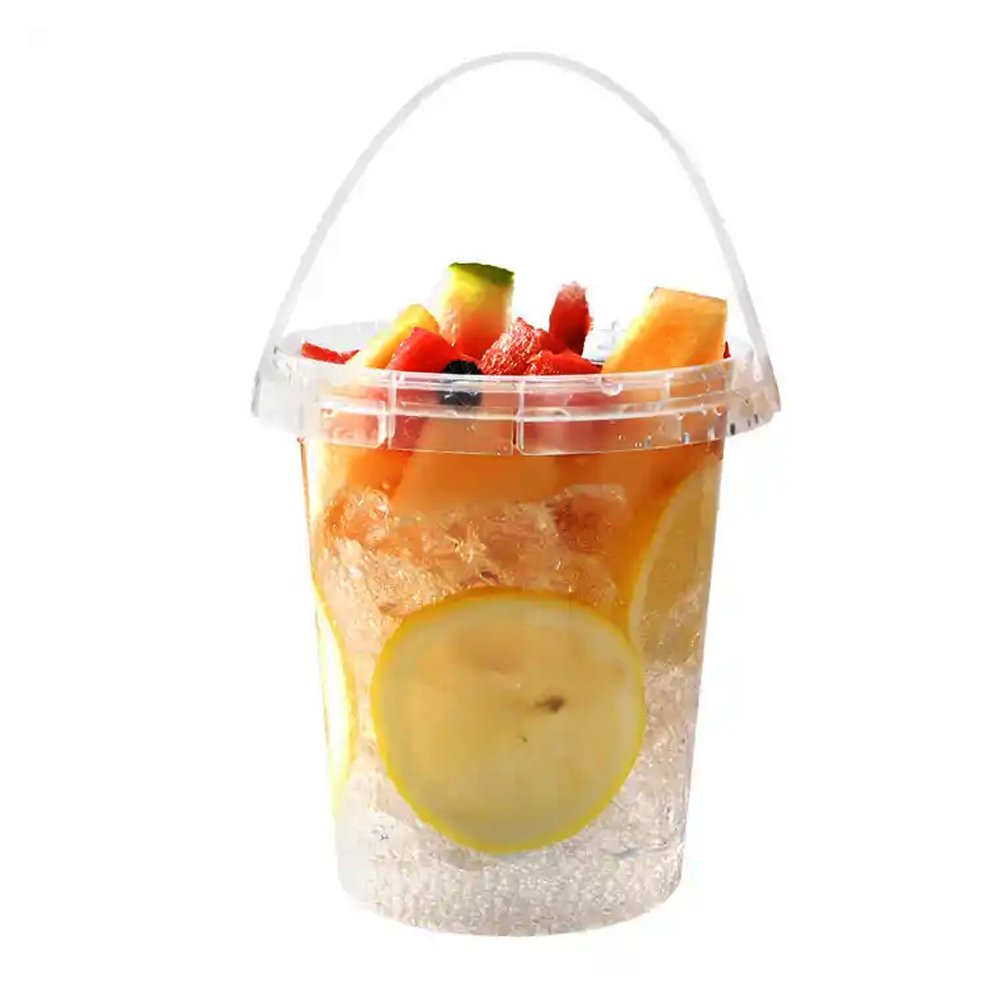 34oz/1000mL Clear Fruit/Milk Tea Tamper Proof Bucket Cups - TEM IMPORTS™