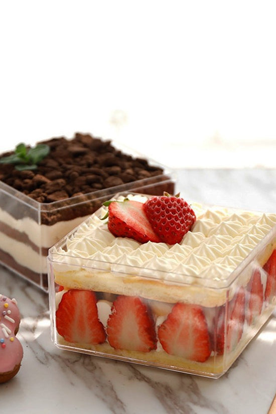 380mL Clear Square Container With Hard Lid - TEM IMPORTS™