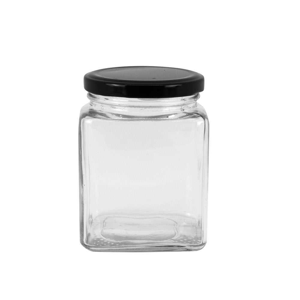 380mL Square Glass Jar With Metal Twist Lid