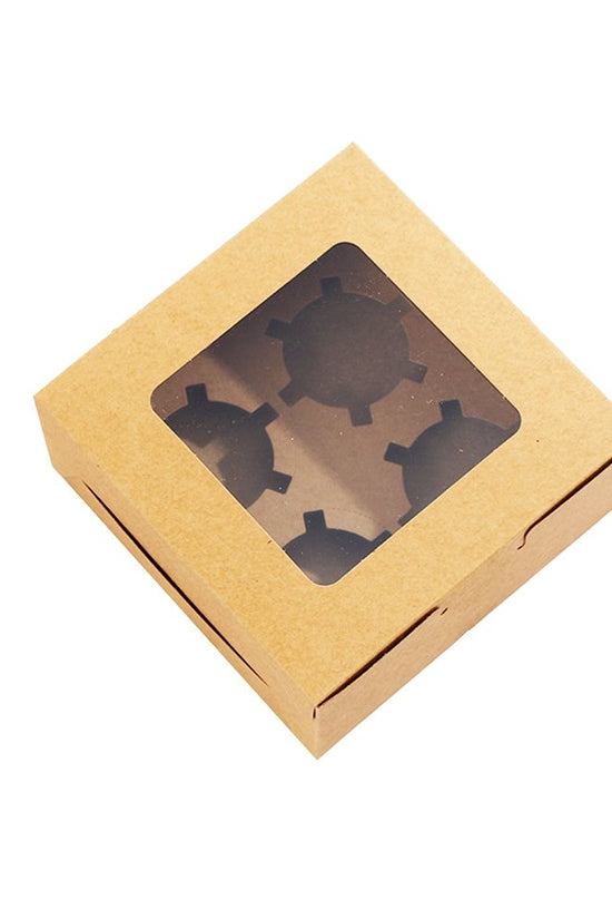 4 Cupcake Kraft Paper Box With Window - TEM IMPORTS™