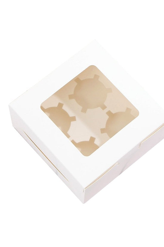 4 Cupcake White Paper Box With Window - TEM IMPORTS™