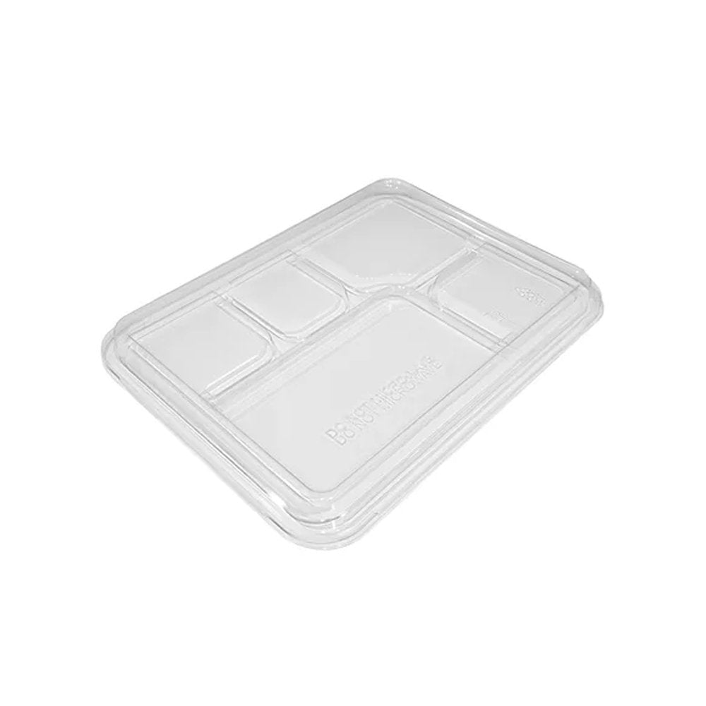 Clear PET Lid Suit 5 Compartment Sugarcane Tray