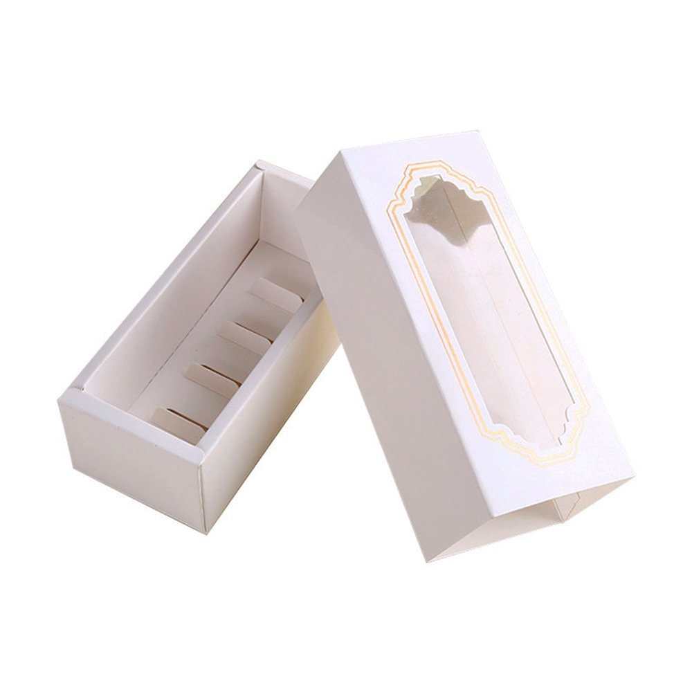 5 Macaron White & Gold Frame Paper Box Window - TEM IMPORTS™