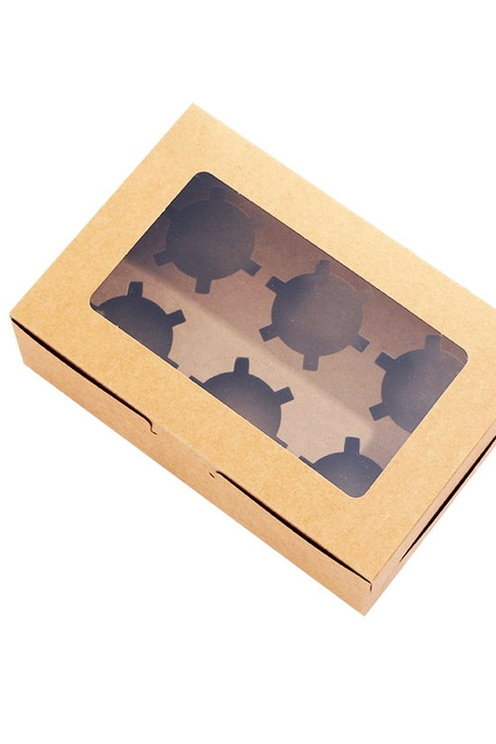 6 Cupcake Kraft Paper Box With Window - TEM IMPORTS™