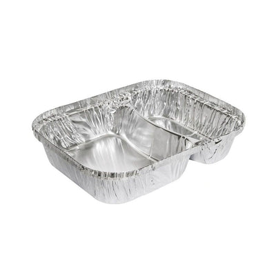 600mL Heavy Duty 2-Cavity Meal Takeaway Foil Tray - 330/CTN