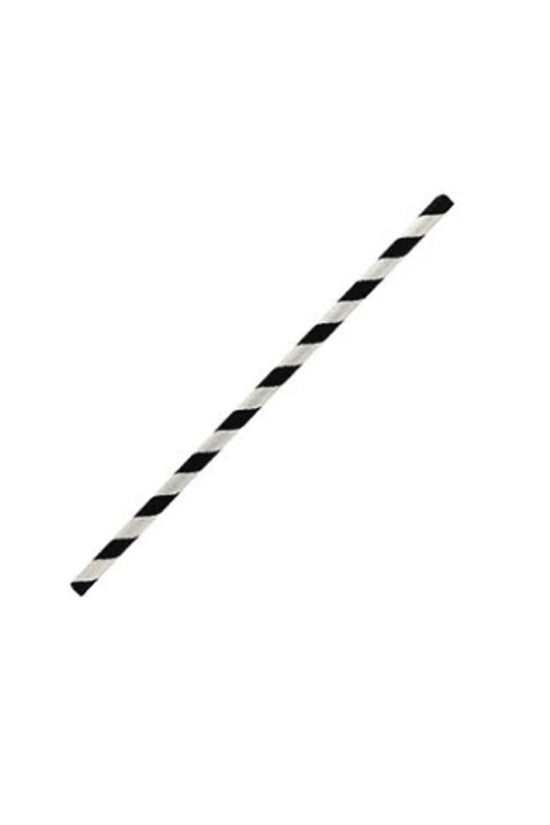 Paper Straw 6mm Cocktail Black Stripe