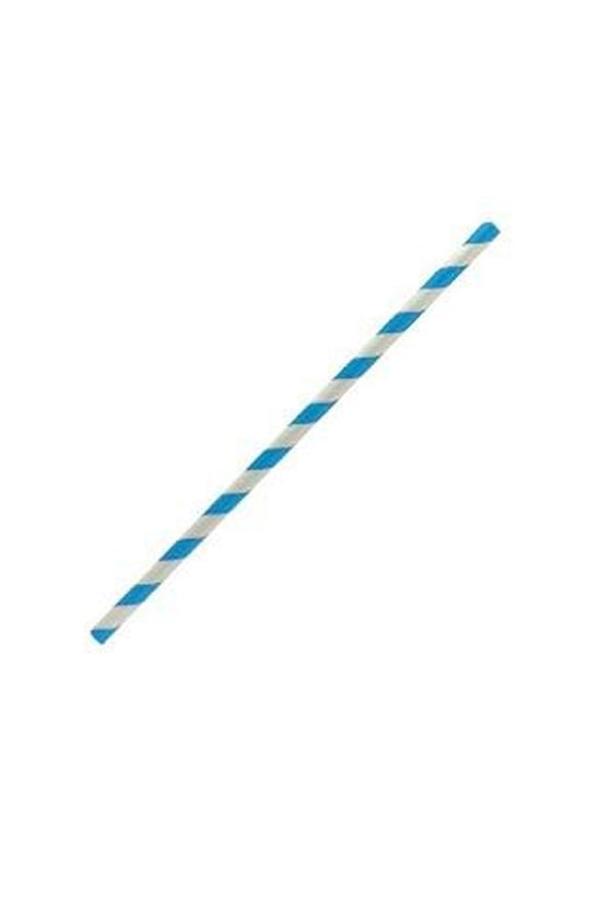 Paper Straw 6mm Cocktail Blue Stripe