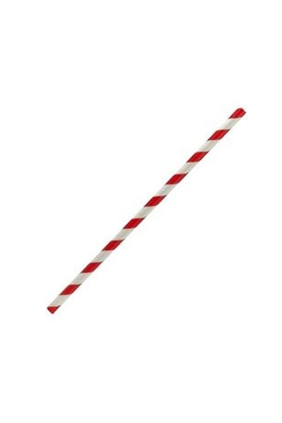 Paper Straw 6mm Cocktail Red Stripe