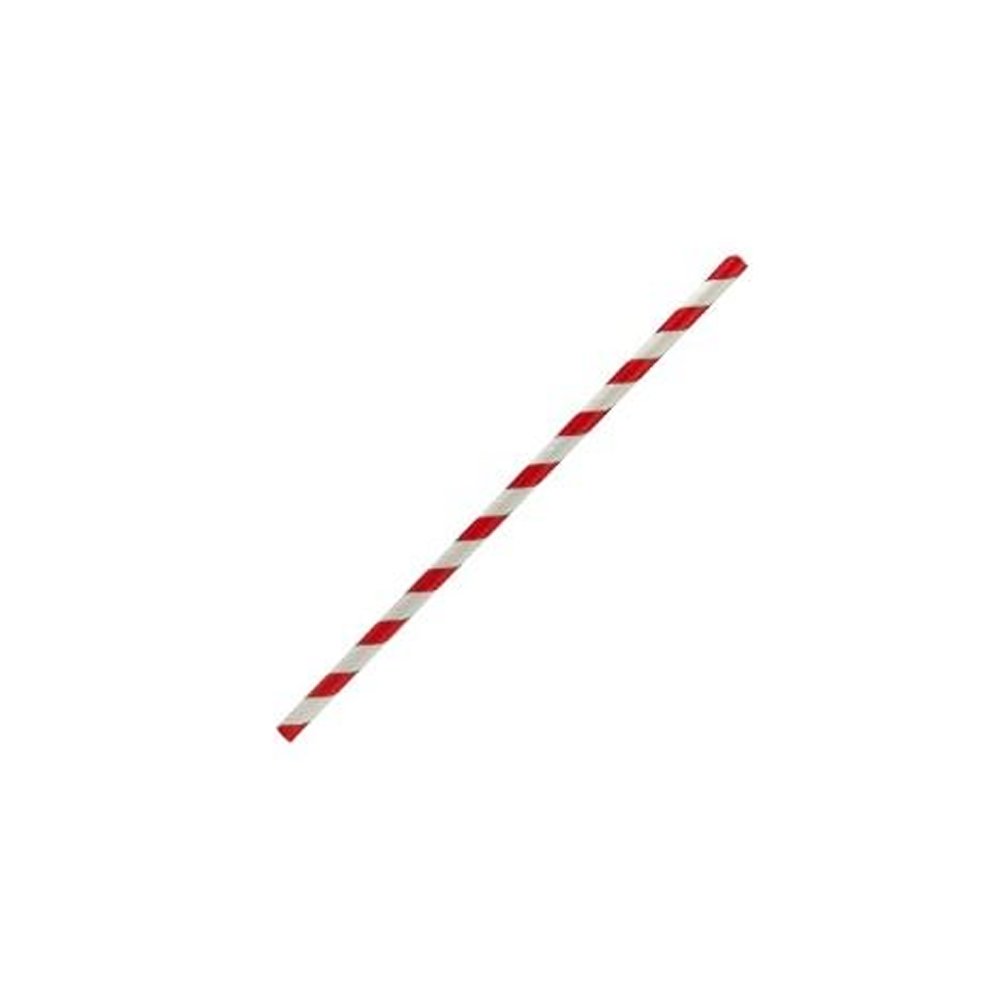 Paper Straw 6mm Cocktail Red Stripe