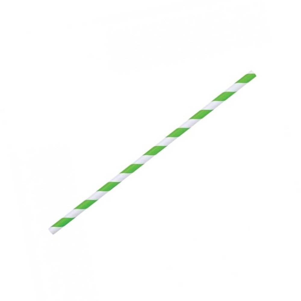 Paper Straw 6mm Regular Green Stripe