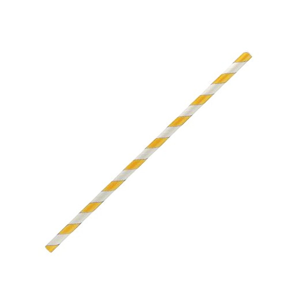 Paper Straw 6mm Regular Yellow Stripe