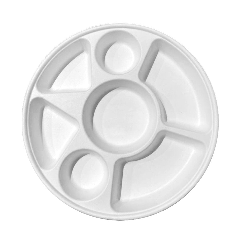 7 Compartment Round Sugarcane Tray - TEM IMPORTS™