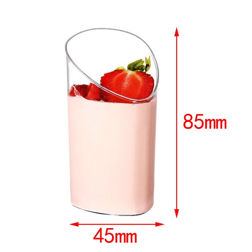 75mL Clear Mini Round Slanted Shape Cup - TEM IMPORTS™