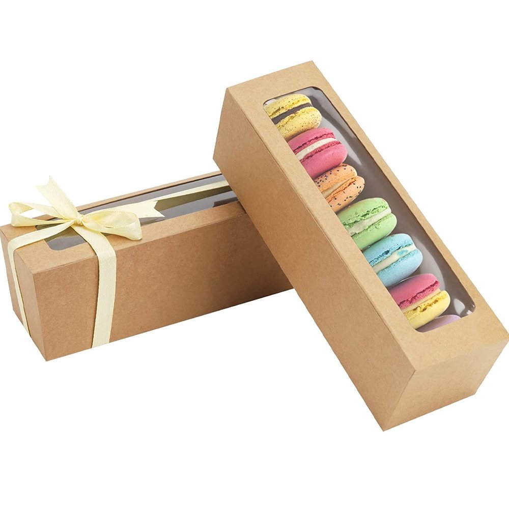 8 Macarons Kraft Paper Box With Window - TEM IMPORTS™