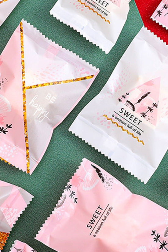 85x55mm Heat Sealable Pink & Gold Pattern Nougat Bag - 100/PKT
