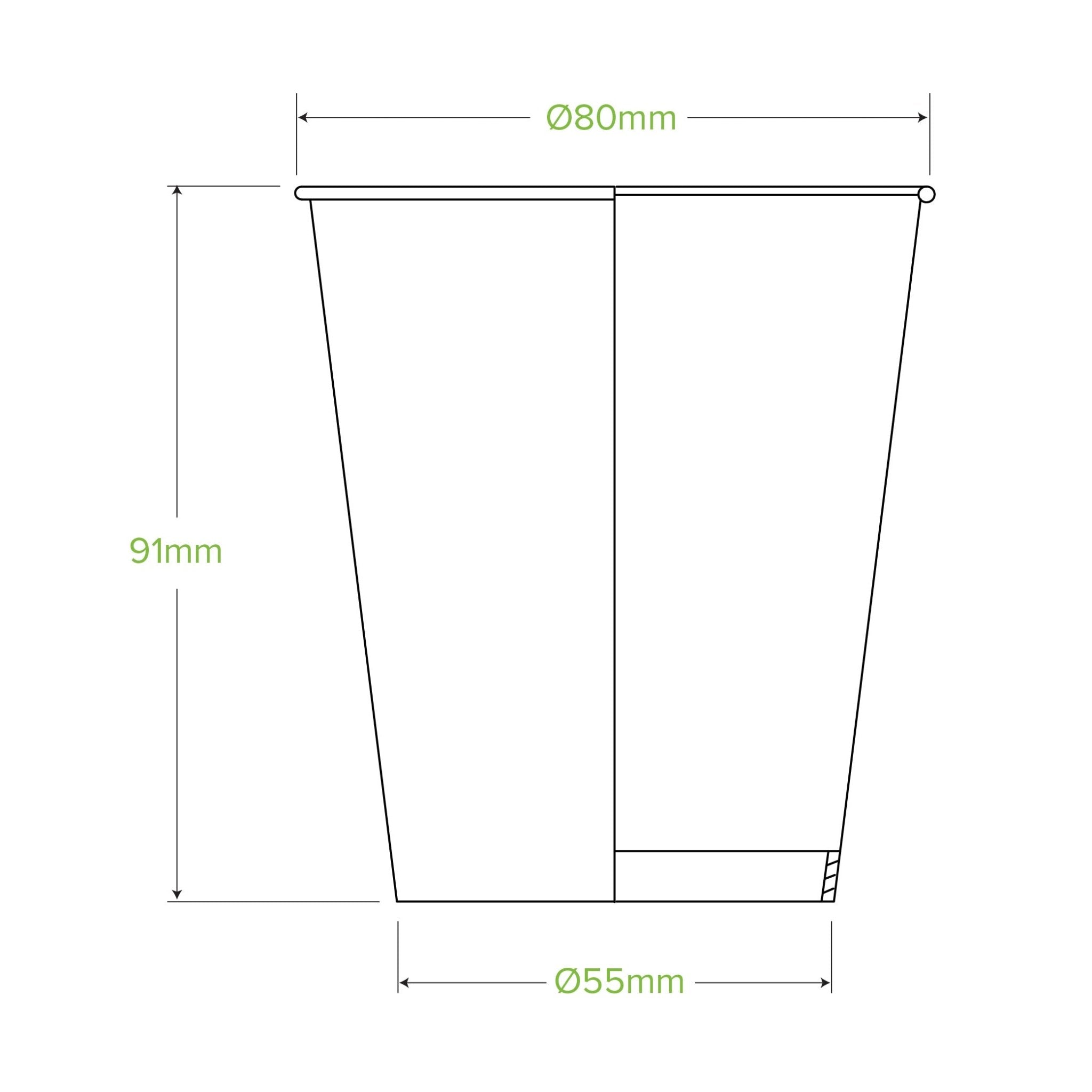 8oz/280mL (80mm) Green Cold Paper BioCup - 1000/ctn - TEM IMPORTS™