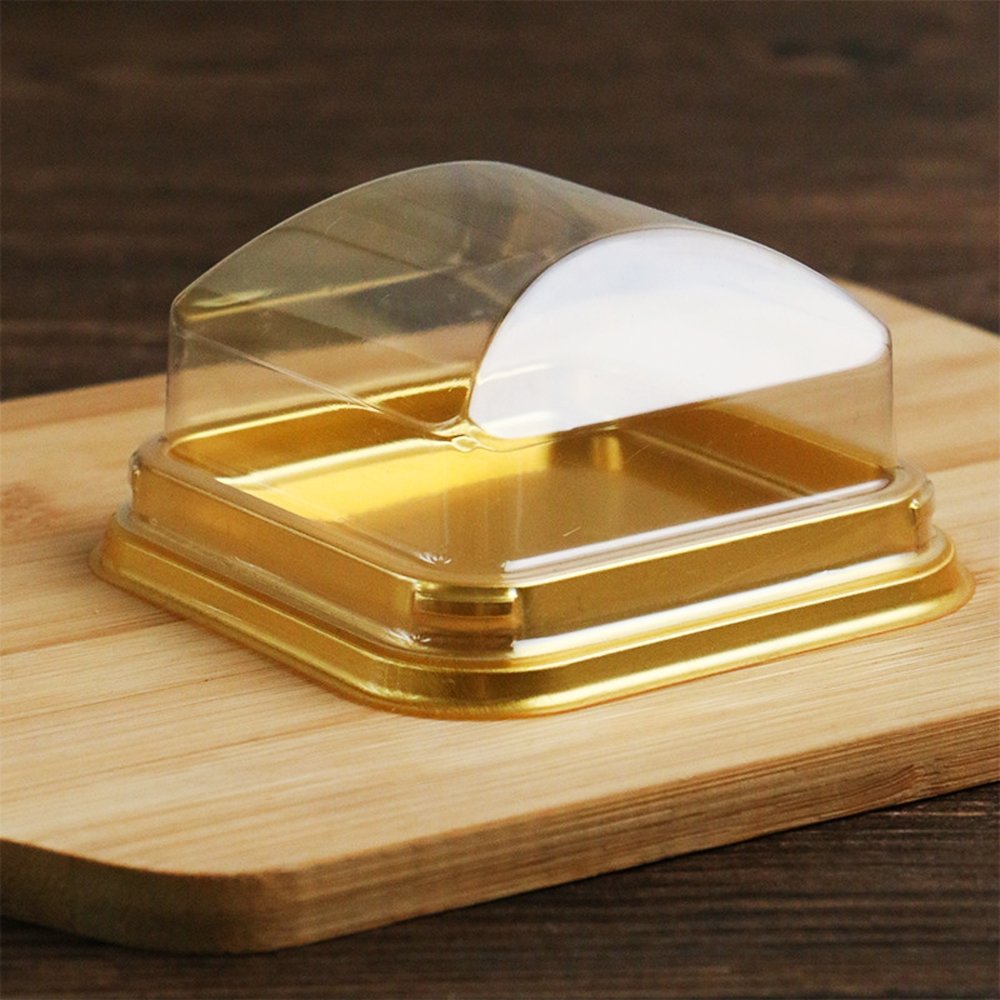 93x93x50mm Gold Square Base With Clear Lid - TEM IMPORTS™