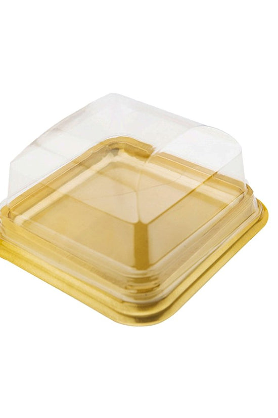93x93x50mm Gold Square Base With Clear Lid - TEM IMPORTS™
