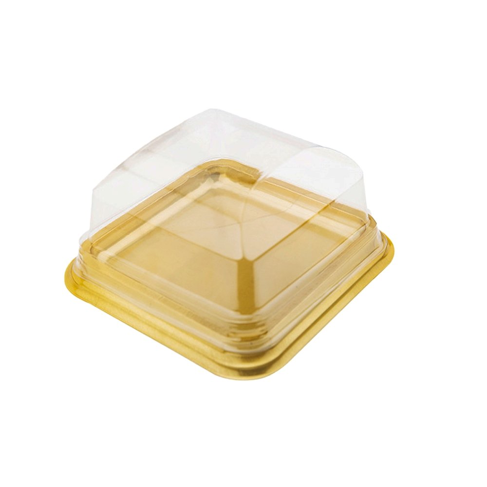 93x93x50mm Gold Square Base With Clear Lid - TEM IMPORTS™