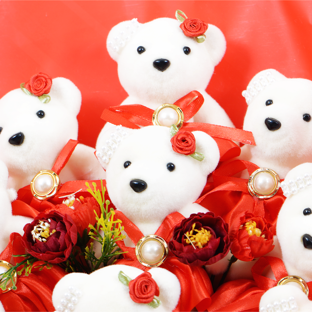 Cute Red Teddy Bear Bouquet