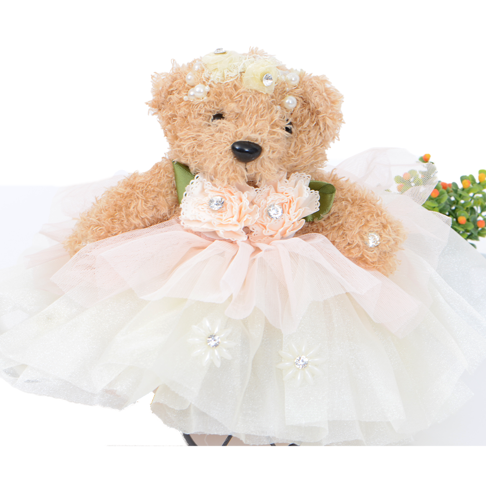 Princess Teddy Bear - Vanilla Double Layer Dress