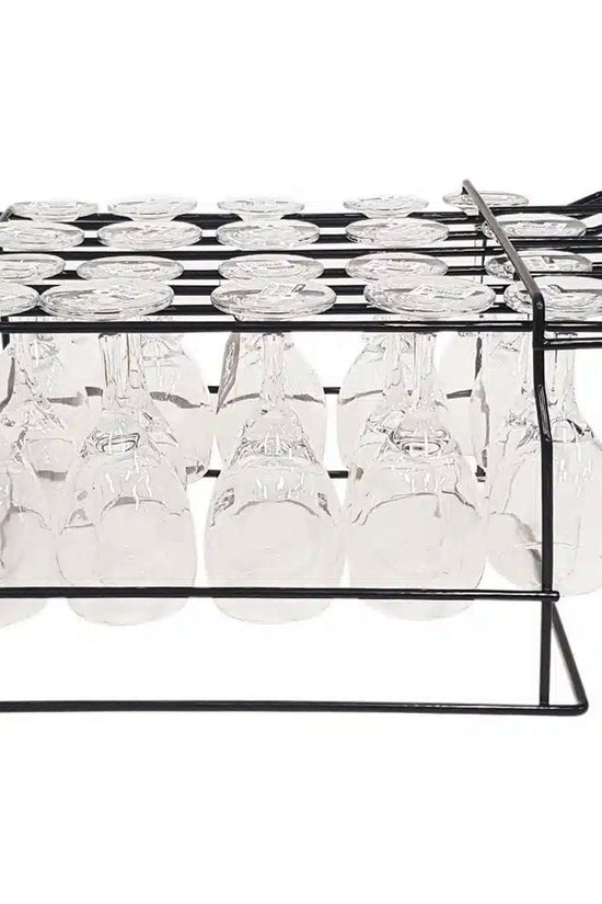 Black Hanging Glass Rack 4 Rows With Break Stopper - TEM IMPORTS™