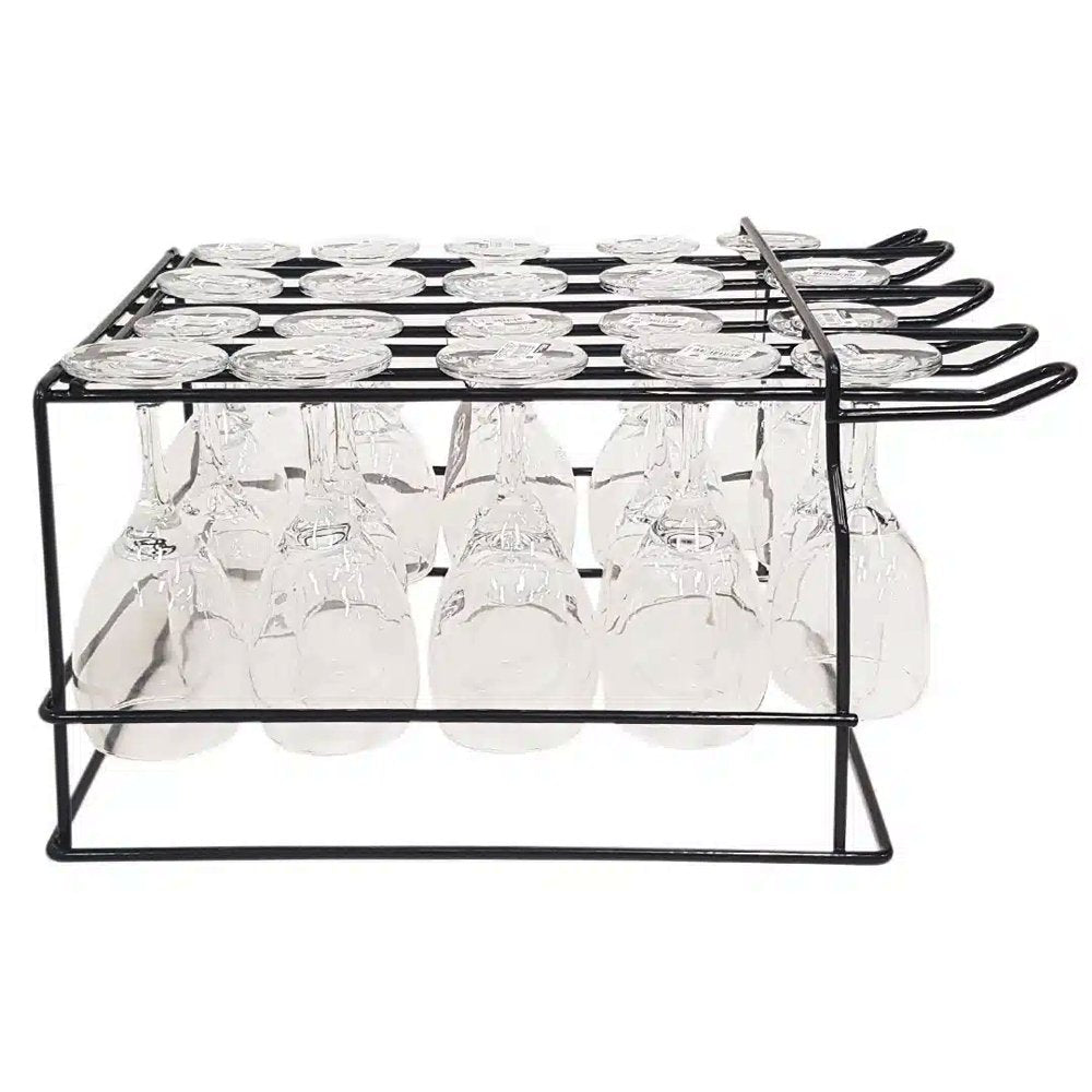 Black Hanging Glass Rack 4 Rows With Break Stopper - TEM IMPORTS™