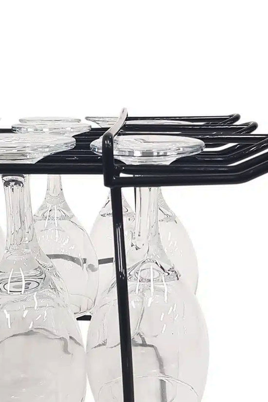 Black Hanging Glass Rack 4 Rows With Break Stopper - TEM IMPORTS™