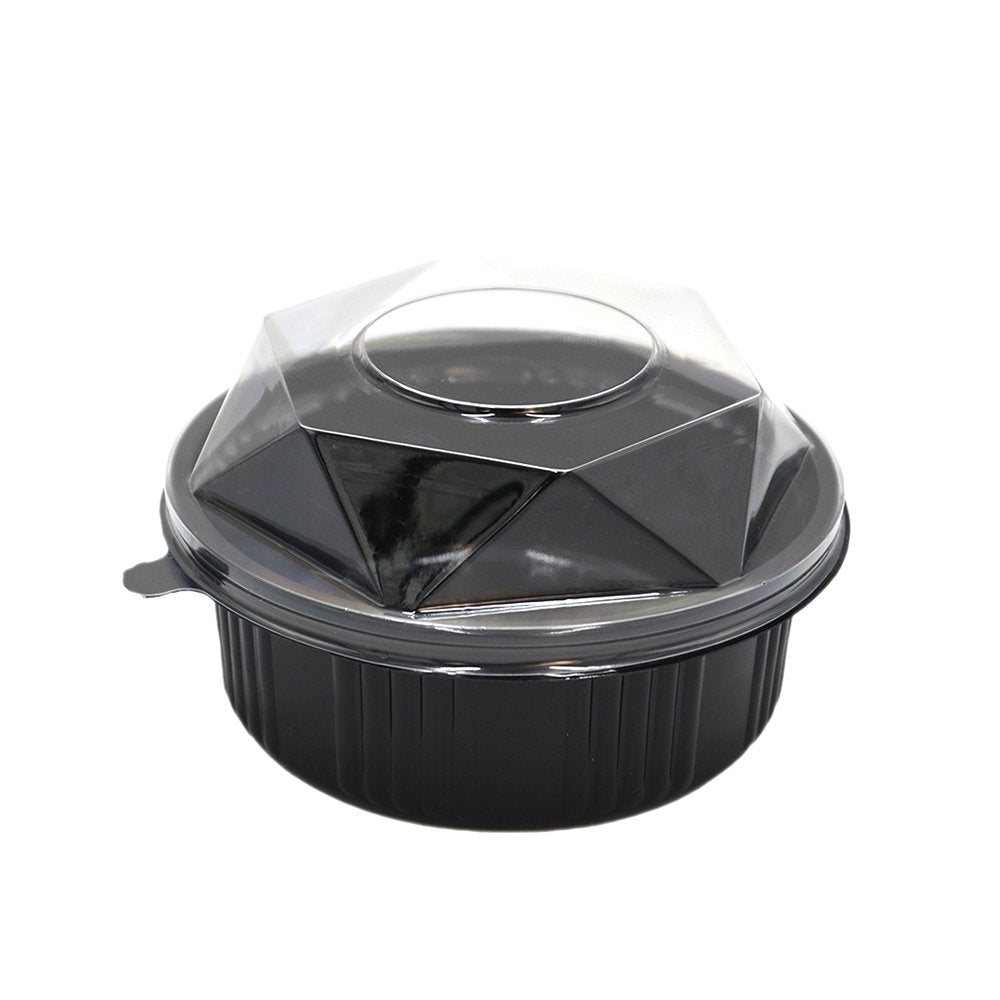 Black Round Bowl With Clear PET Lid