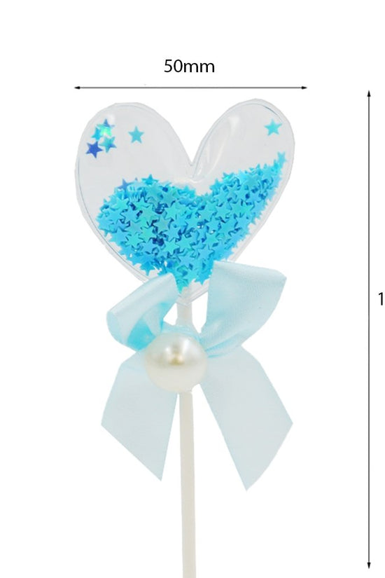 Blue Pillow Heart With Bow Cake Topper - TEM IMPORTS™