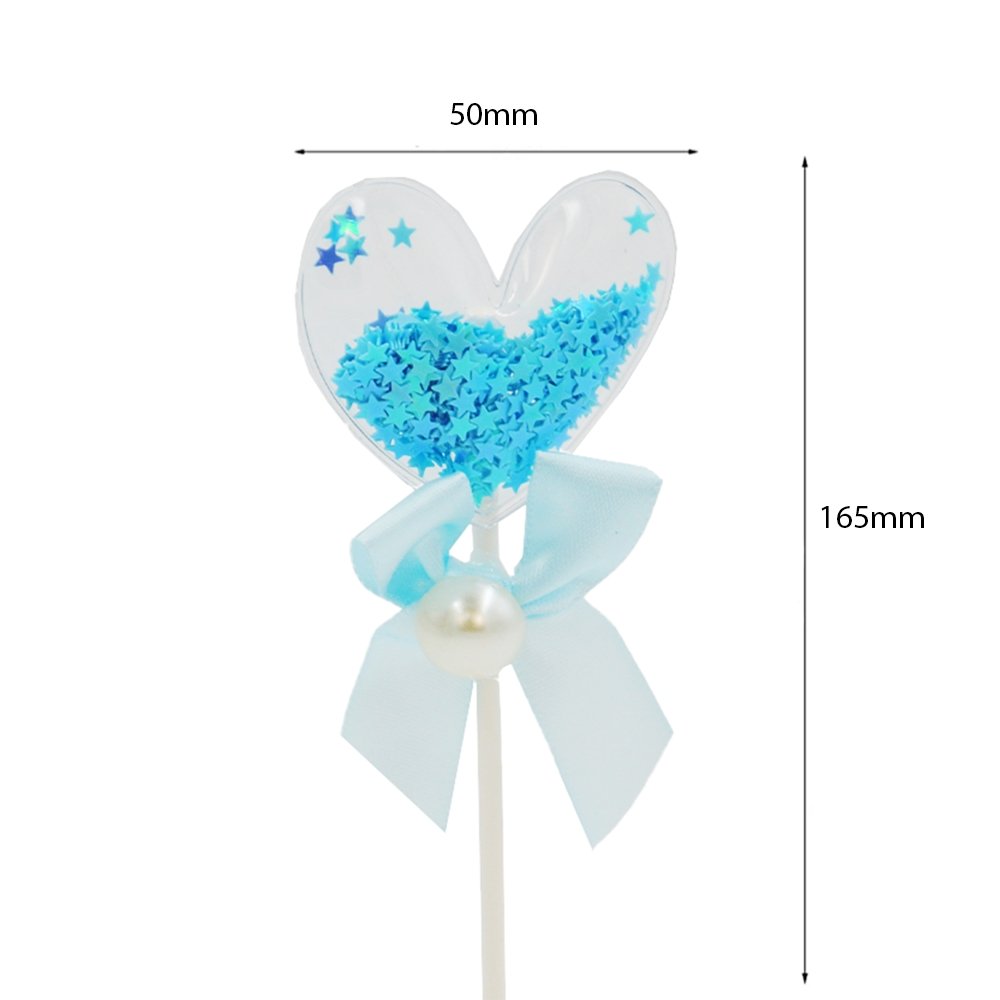 Blue Pillow Heart With Bow Cake Topper - TEM IMPORTS™