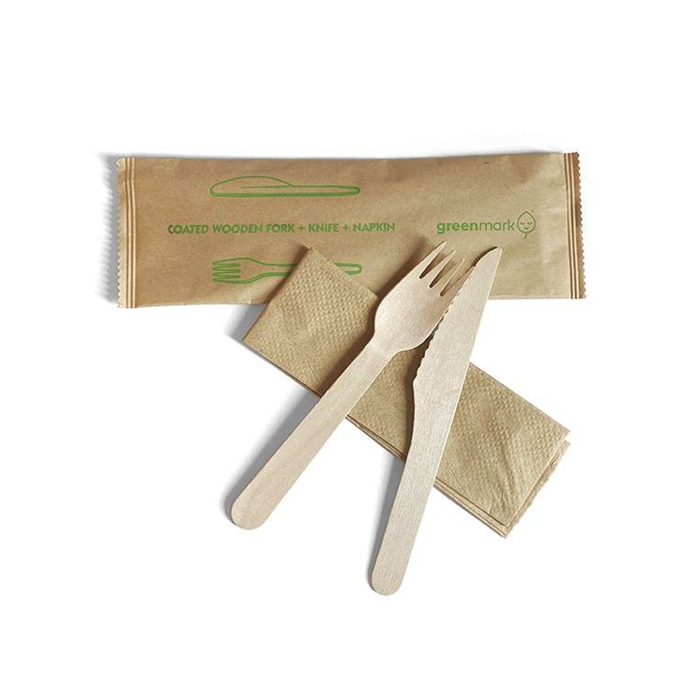 Coated Wooden Fork Knife Napkin Set - TEM IMPORTS™