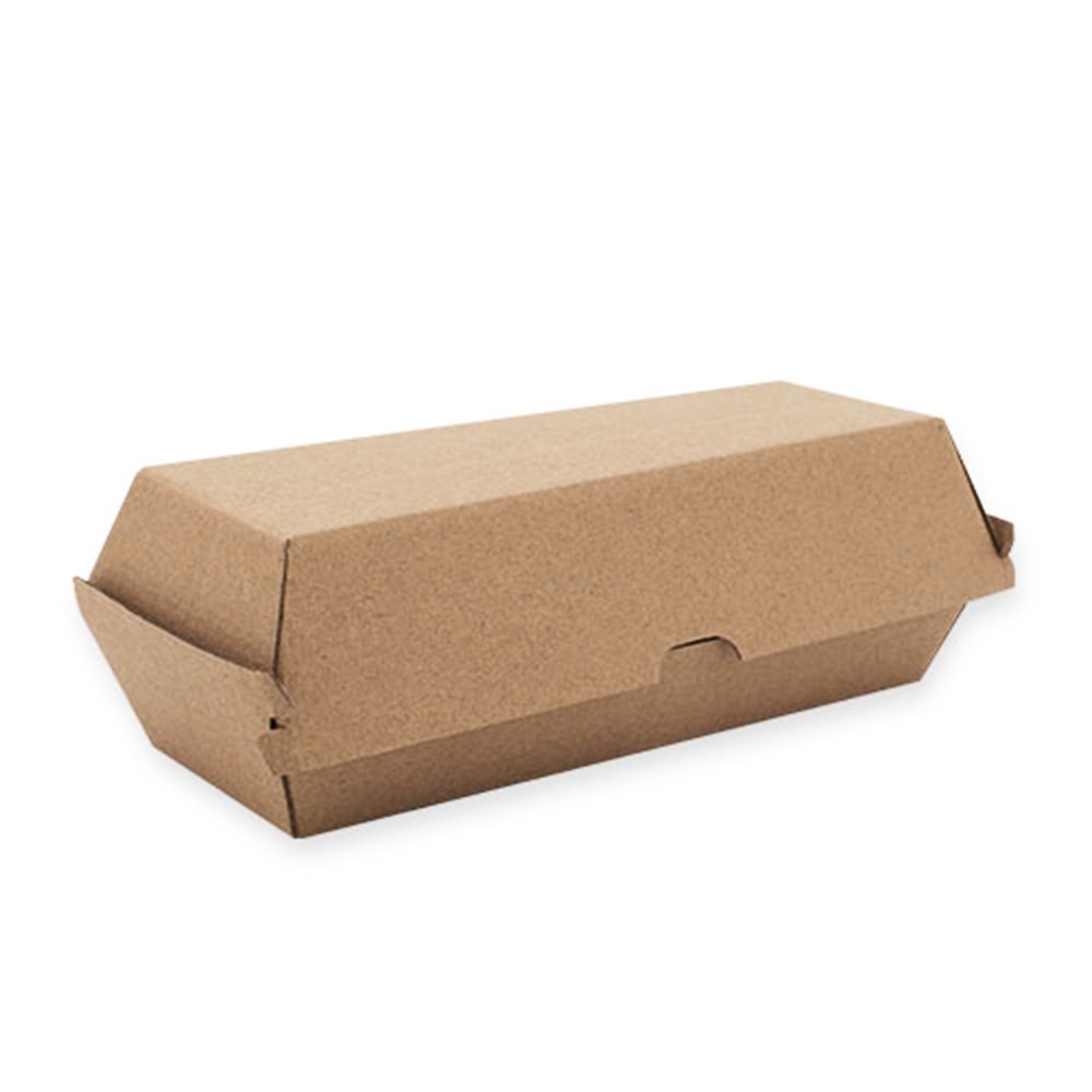 Corrugated Brown Kraft Hot Dog Clamshell Box