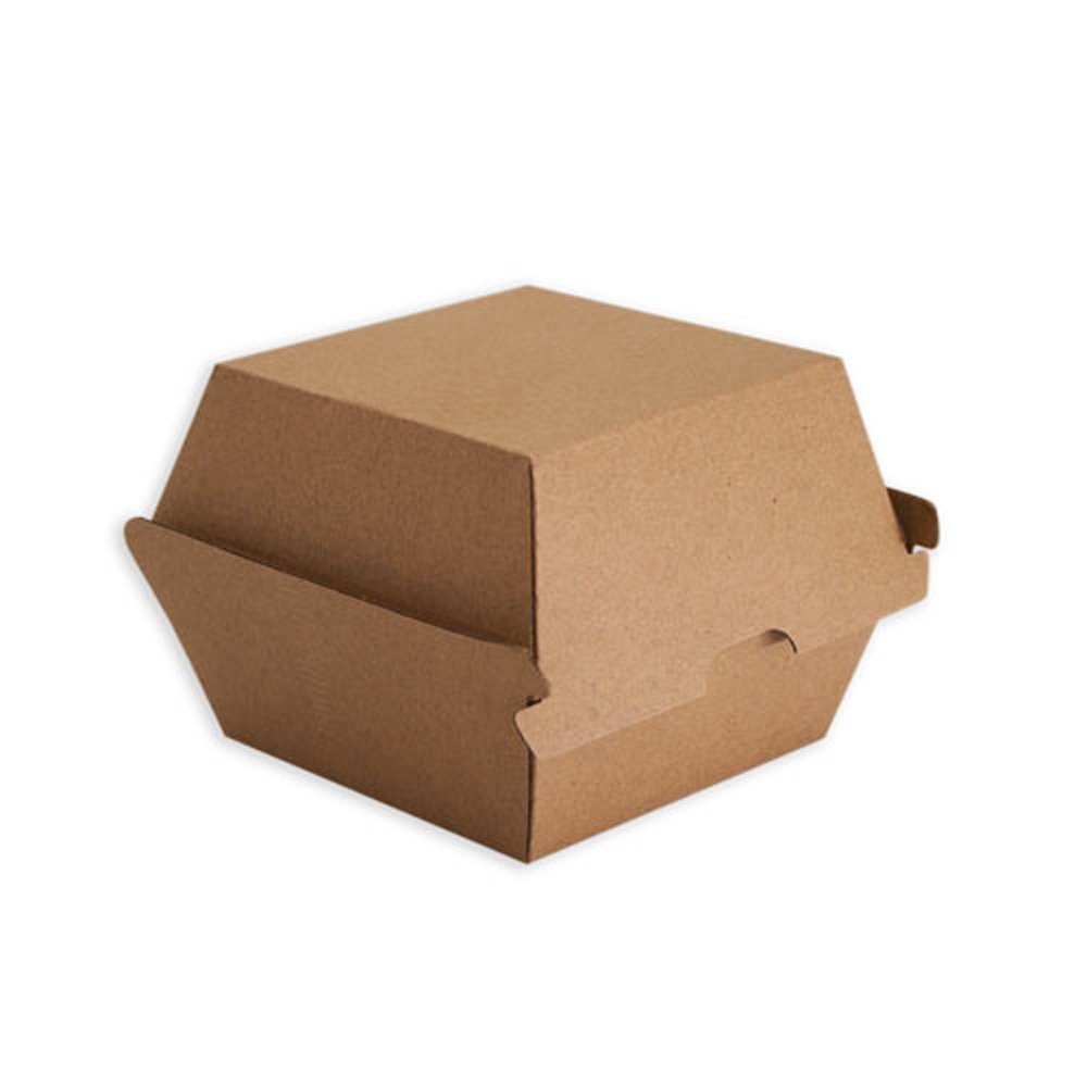 Corrugated Brown Kraft Large Burger Box Clamshell