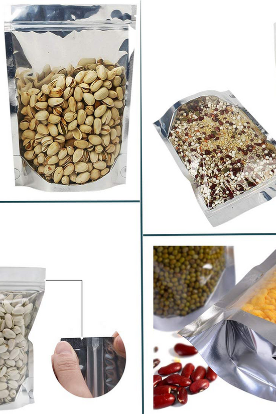 14x20 Reusable Foil Silver Ziplock Bag Full Window - TEM IMPORTS™