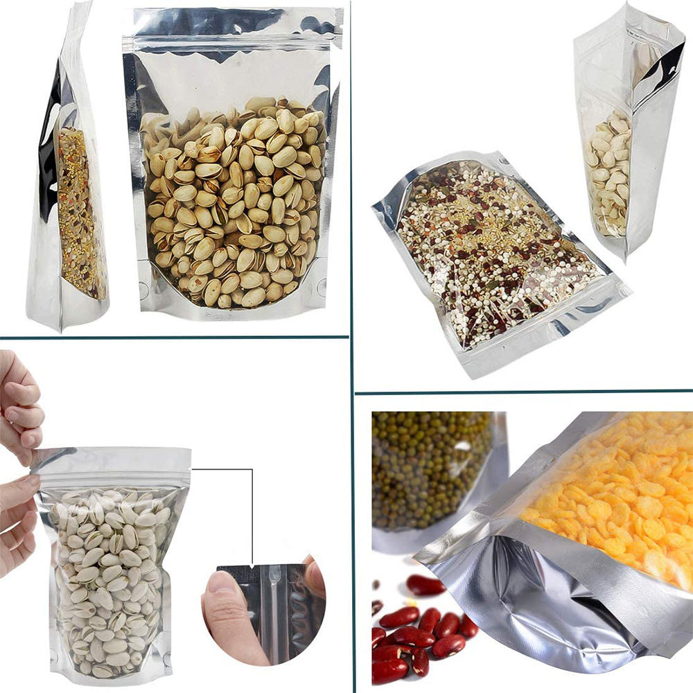 Túi Ziplock bạc tái sử dụng 14x20 cửa sổ đầy đủ