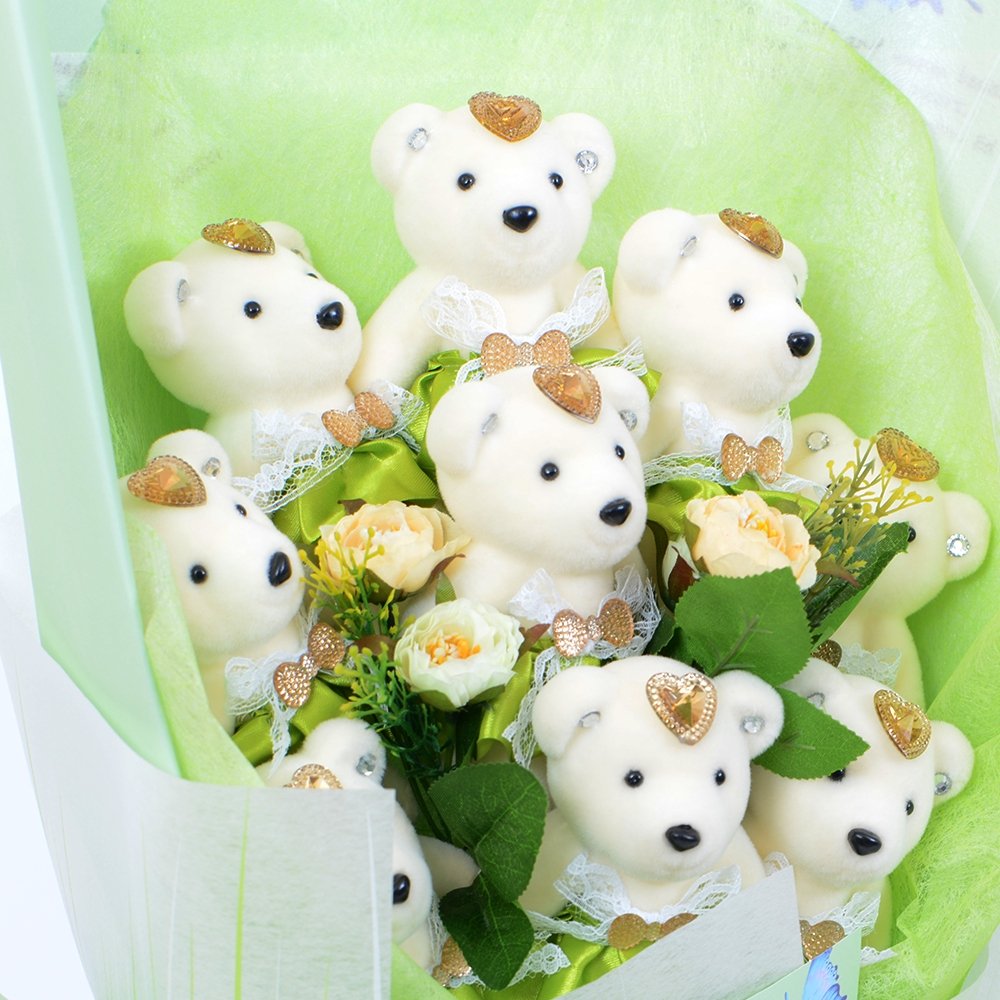 Fresh Green Teddy Bear Bouquet - TEM IMPORTS™