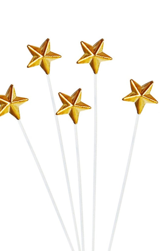 Gold Mini Star Cake Topper - Pack of 5 - TEM IMPORTS™