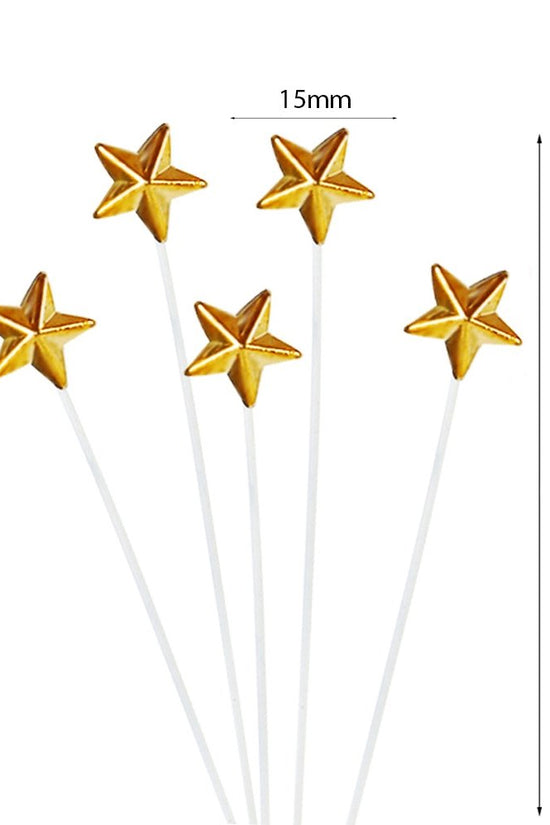 Gold Mini Star Cake Topper - Pack of 5 - TEM IMPORTS™
