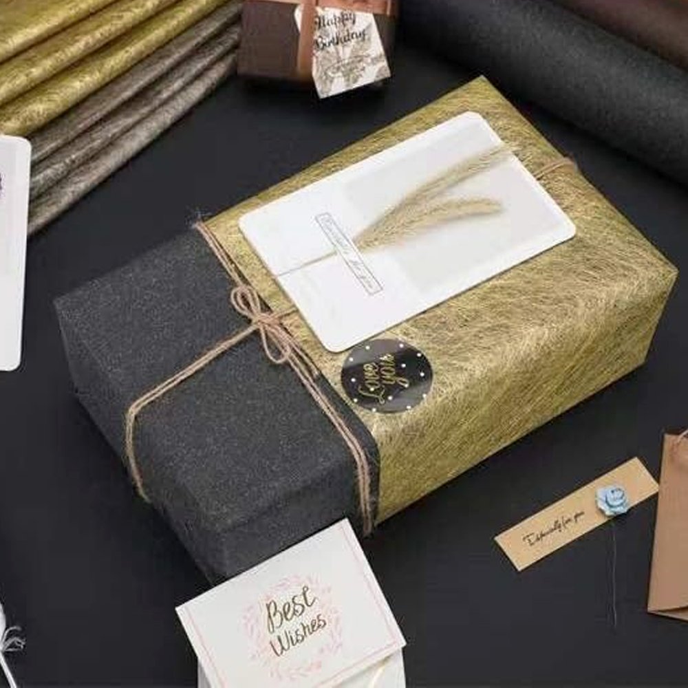 Gold Specialty Silk Wrapping Paper Sheets - Pack of 10 - TEM IMPORTS™