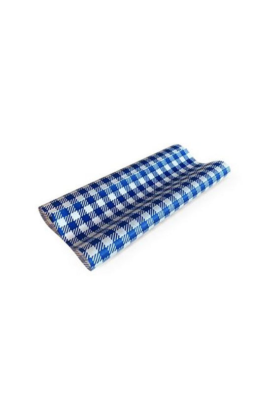 GP Gingham Blue Food Wrapping Paper 190x150mm - 400/PK