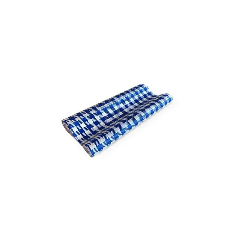 GP Gingham Blue Food Wrapping Paper 190x150mm - 400/PK