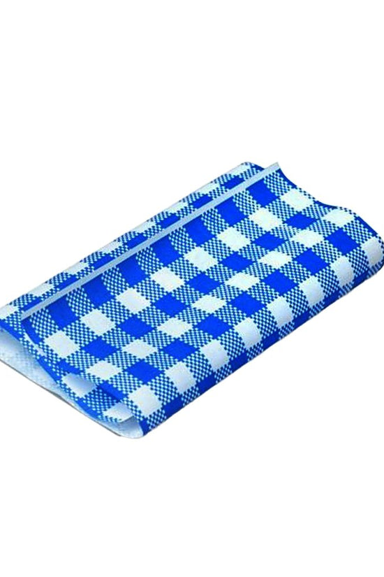 GP Gingham Blue Food Wrapping Paper 300x190mm - 200/PK