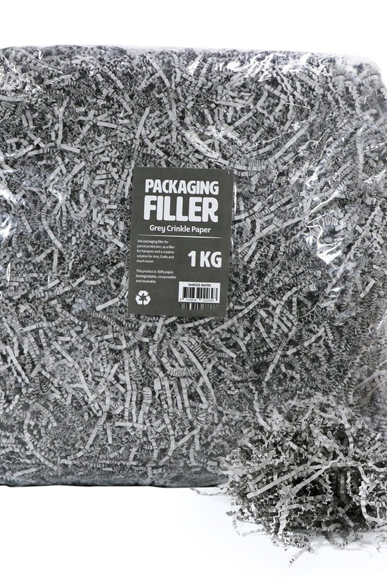 Grey Crinkle Paper Shreds Fillers - 1Kg Bag - TEM IMPORTS™