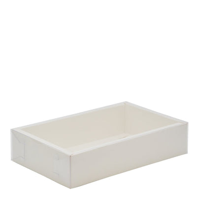 Small Rectangular White Paper Box With Clear Lid H70 - Pack of 25