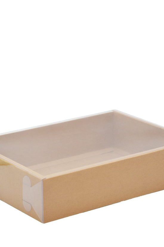 Medium Rectangular Kraft Paper Box With Clear Lid H80 - Pack of 25